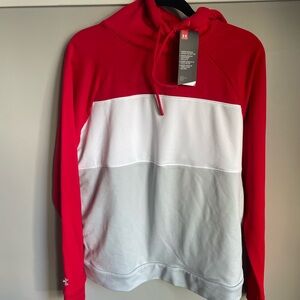 Under Armour Red, White, and white women’s sweatshirt/hoodie. New with tags